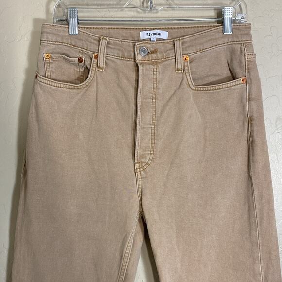 RE/DONE Originals 70s Ultra High Rise Stove Pipe In Washed Khaki - Picture 6 of 12